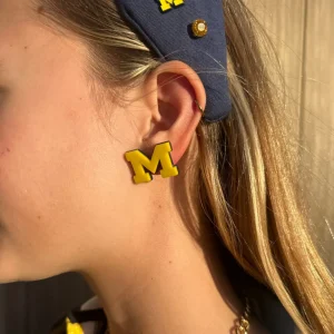 Michigan Maize Logo Stud Earrings-Brianna Cannon Discount