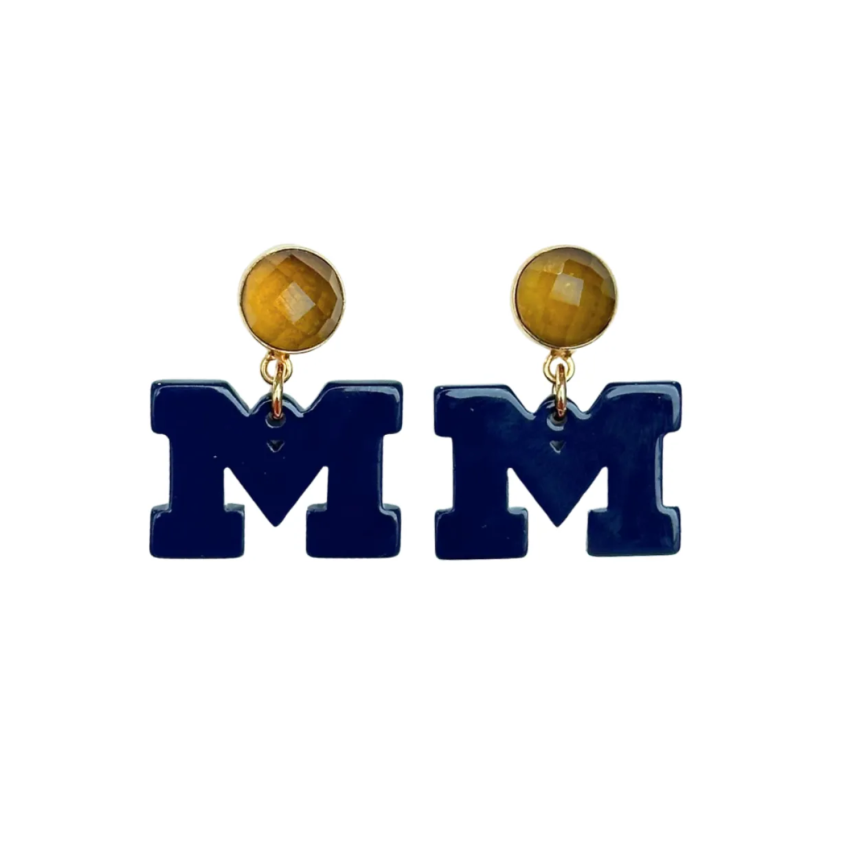 michigan_mini_blue_logo_e_0.webp Michigan Mini Blue Logo Earrings-Brianna Cannon Fashion