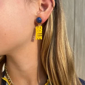 Michigan Mini Maize GO BLUE Earrings-Brianna Cannon Fashion