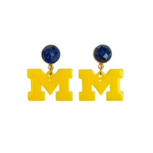 Michigan Mini Maize Logo Earrings-Brianna Cannon New