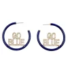 Michigan Navy Pavé Hoop Earrings-Brianna Cannon Discount