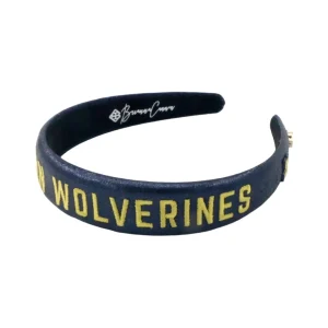 Michigan Navy Thin Embroidered Headband-Brianna Cannon Discount