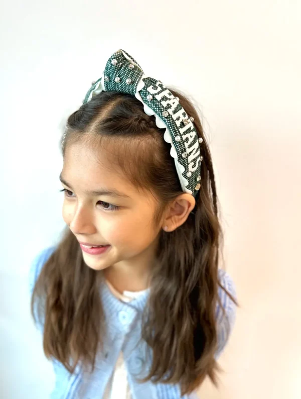Michigan State Child SPARTANS Cross Stitch Headband-Brianna Cannon Clearance