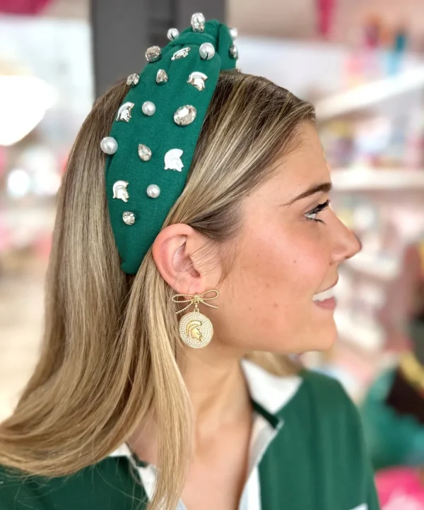Michigan State Logo Pearl Medallion Earring-Brianna Cannon Hot