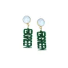 Michigan State Mini Green Glitter GO GREEN GO WHITE Earrings-Brianna Cannon Best