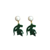 Michigan State Mini Green Glitter Spartan Logo Earrings-Brianna Cannon Sale