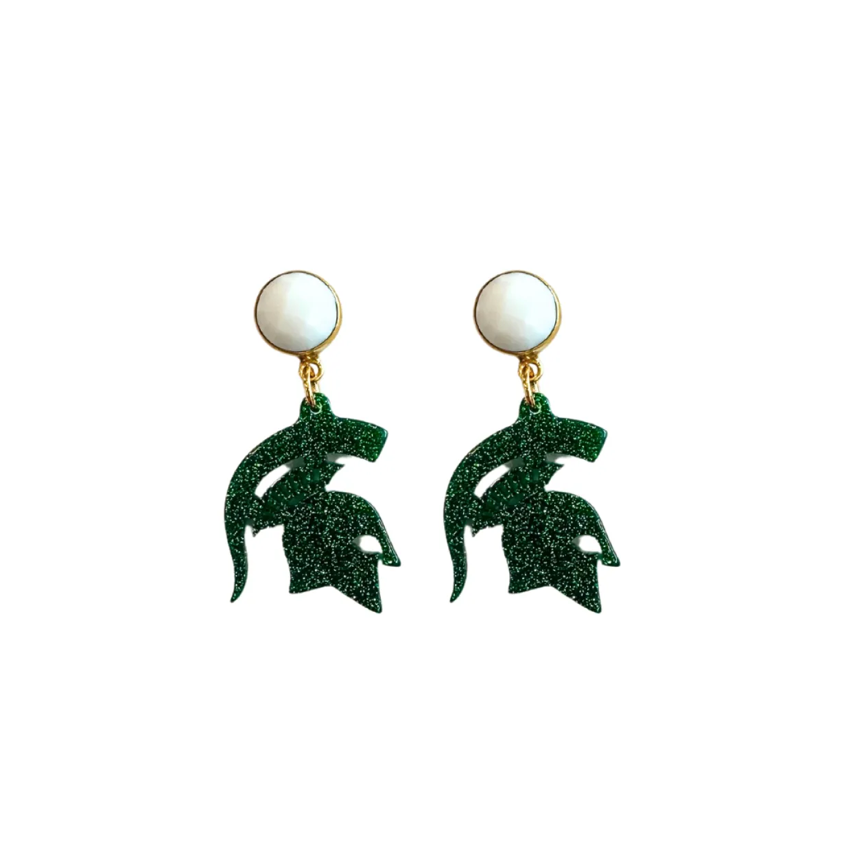 michigan_state_mini_green_0.webp Michigan State Mini Green Glitter Spartan Logo Earrings-Brianna Cannon Sale