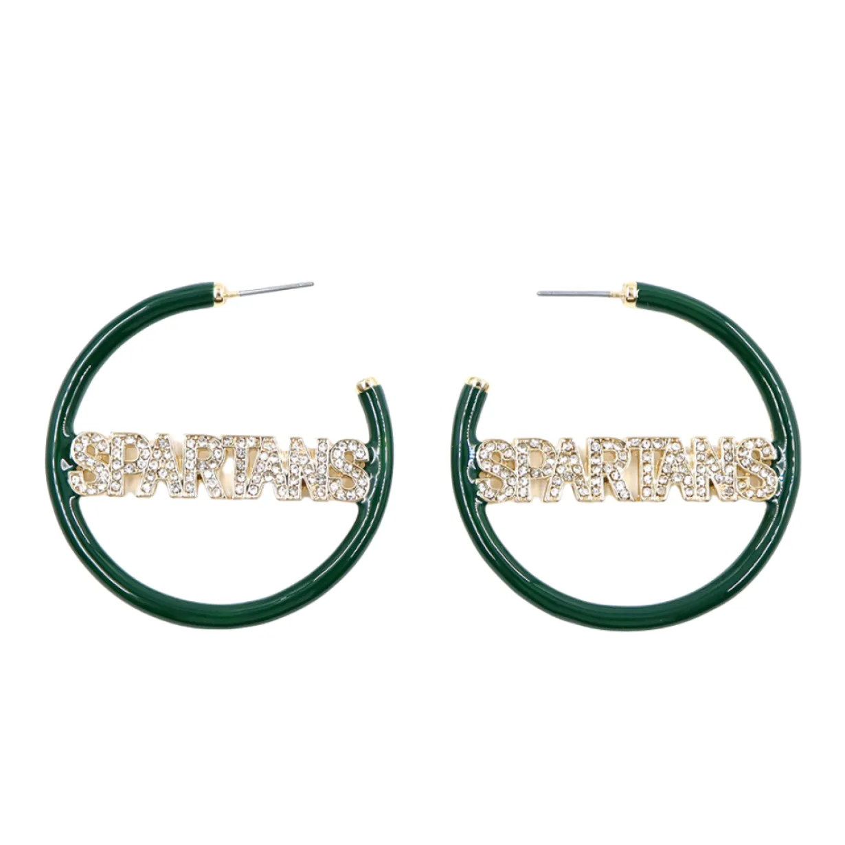 michigan_state_spartans_g_0.webp Michigan State SPARTANS Green Pavé Hoop Earrings-Brianna Cannon Sale