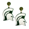 Michigan State White Logo Earrings-Brianna Cannon Hot