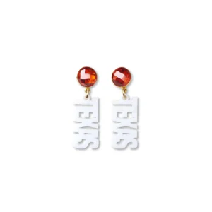 Mini Texas Proud White Acrylic "TEXAS" with Mandarin Garnet Gemstones-Brianna Cannon Online