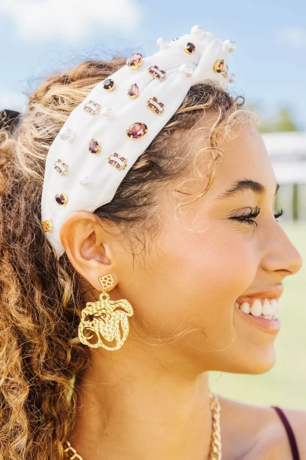 Mississippi State Gold Logo Earring with BC Logo-Brianna Cannon Hot