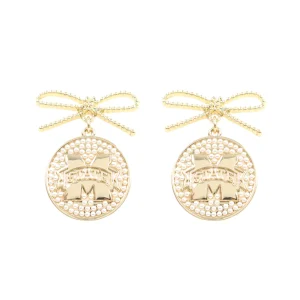 Mississippi State Logo Pearl Medallion Earring-Brianna Cannon Sale
