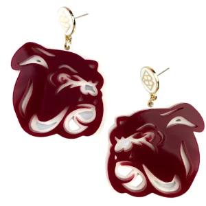 Mississippi State Maroon Bulldog Logo Earrings-Brianna Cannon Hot