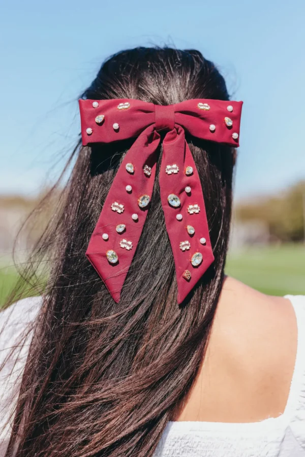 Mississippi State Maroon Bow Barrette-Brianna Cannon Fashion