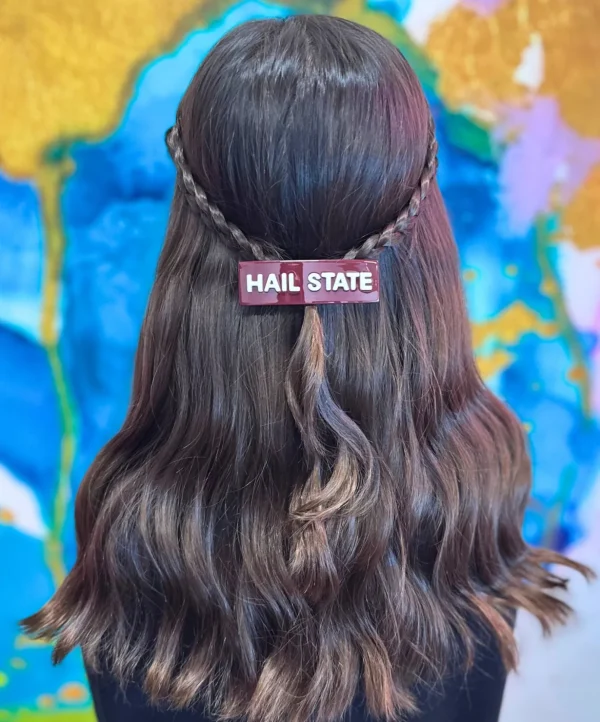Mississippi State Maroon HAIL STATE Rectangle Barrette Clip-Brianna Cannon Outlet