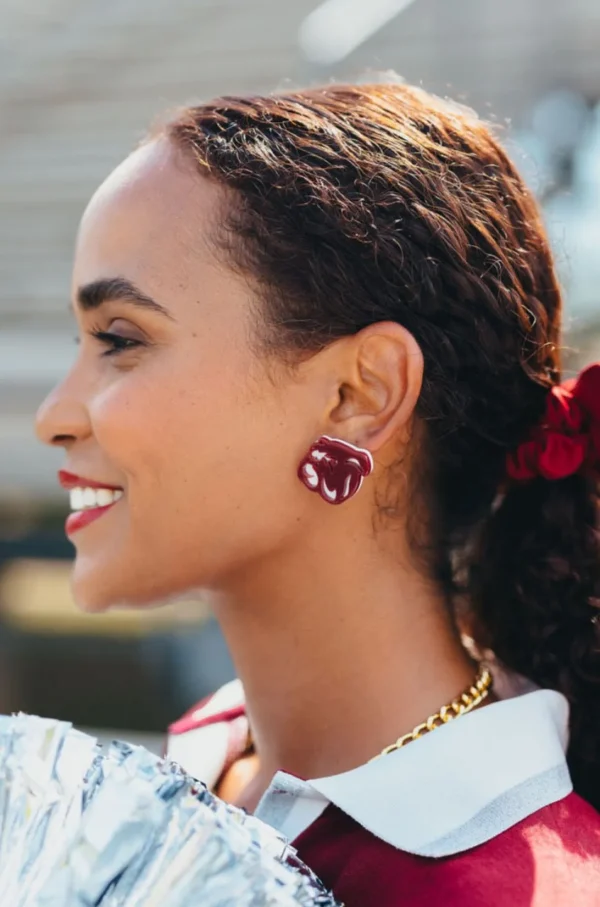 Mississippi State Maroon Bulldog Logo Studs-Brianna Cannon Fashion