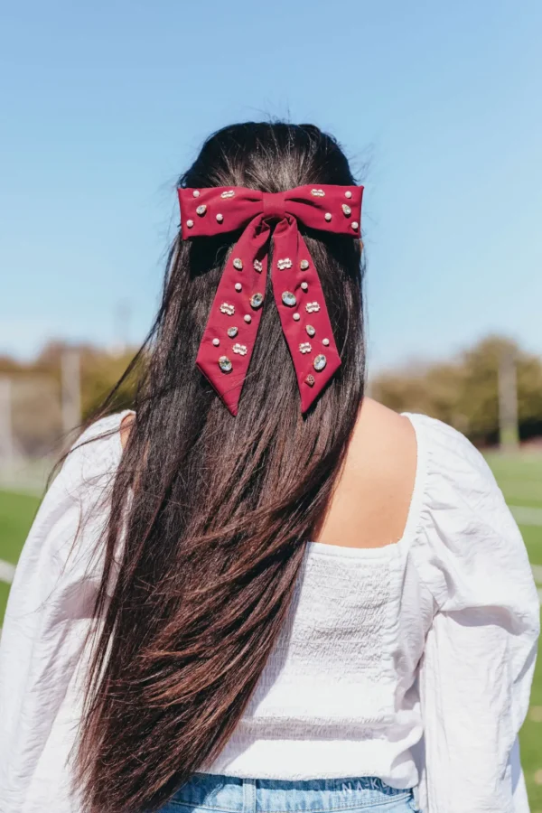 Mississippi State Maroon Bow Barrette-Brianna Cannon Fashion