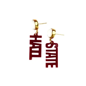 Mississippi State Mini Maroon HAIL STATE Earrings-Brianna Cannon Fashion