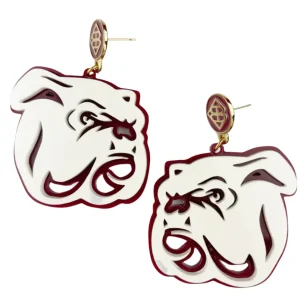 Mississippi State White Bulldog Logo Earrings-Brianna Cannon Online