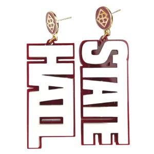 Mississippi State White HAIL STATE Earrings-Brianna Cannon New