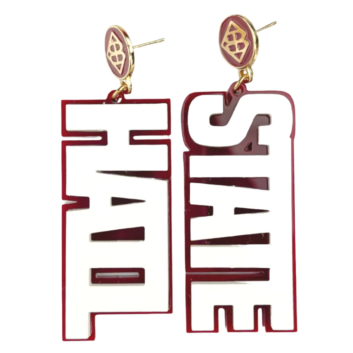 mississippi_state_white_h_0.webp Mississippi State White HAIL STATE Earrings-Brianna Cannon New