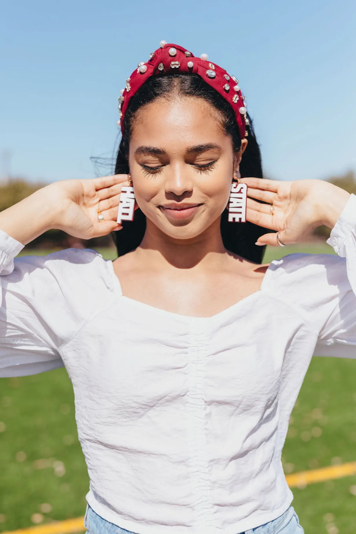 mississippi_state_white_h_1.webp Mississippi State White HAIL STATE Earrings-Brianna Cannon New