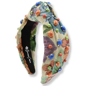 Multicolor Floral Tapestry Headband with Cabochons-Brianna Cannon Best