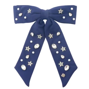 Navy and Silver Star Bow Barrette-Brianna Cannon New