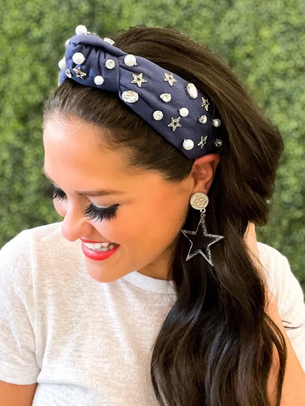 Navy and Silver Stars Headband-Brianna Cannon Outlet
