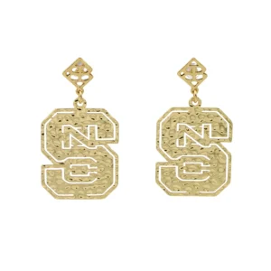 NC State Gold Logo Earring with BC Logo-Brianna Cannon Best