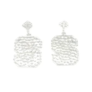 NC State Silver Logo Earring with BC Logo-Brianna Cannon Online
