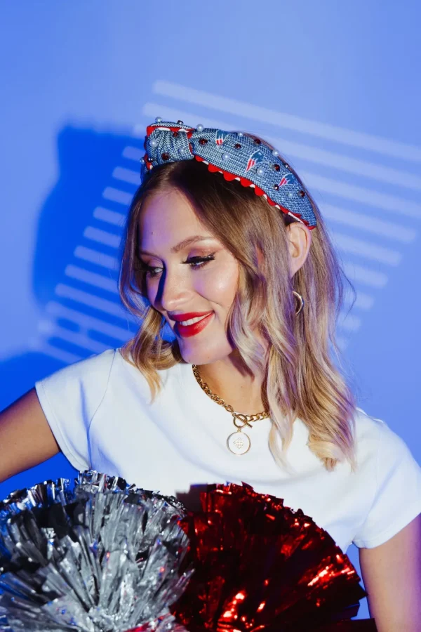 New England Patriots Adult Cross Stitch Headband-Brianna Cannon Clearance