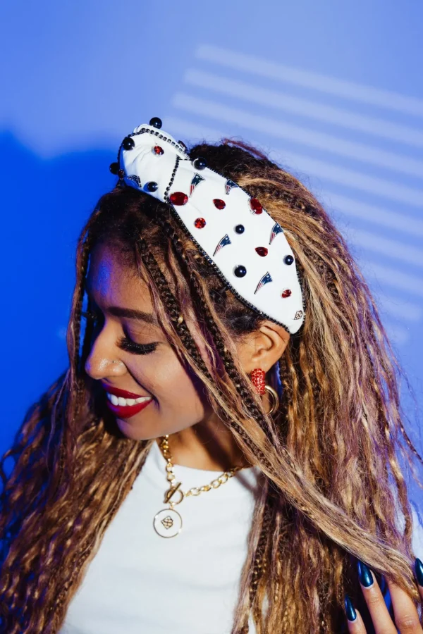 New England Patriots White Logo Headband-Brianna Cannon Outlet
