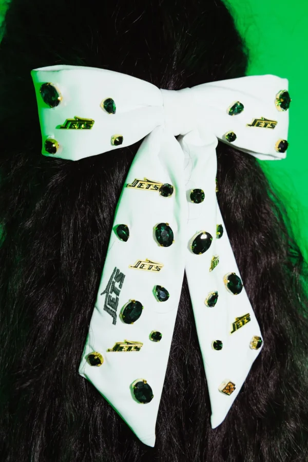 New York Jets White Bow Barrette-Brianna Cannon Best