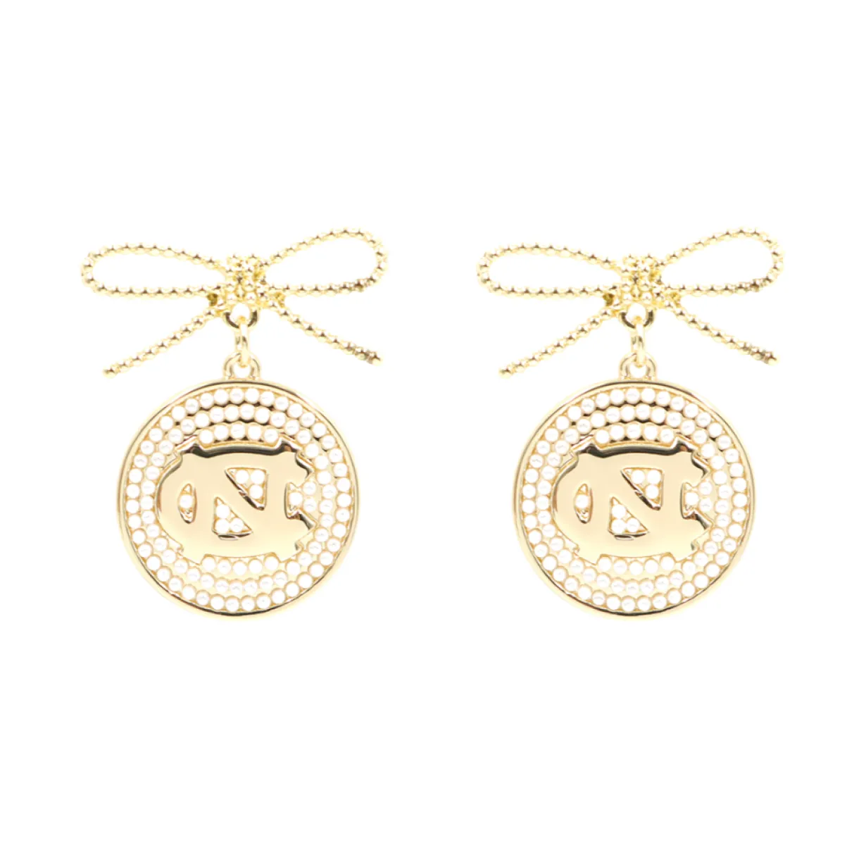 north_carolina_logo_pearl_0.webp North Carolina Logo Pearl Medallion Earring-Brianna Cannon Fashion