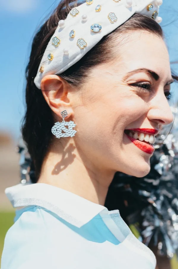 North Carolina Silver Logo Earring with BC Logo-Brianna Cannon Outlet