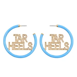 North Carolina TAR HEELS Blue Pavé Hoop Earrings-Brianna Cannon Fashion