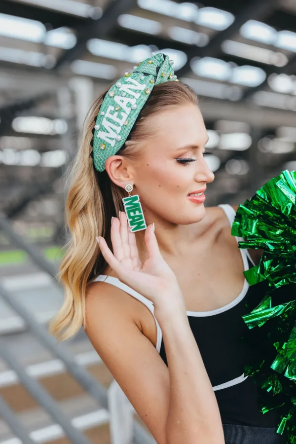 North Texas Adult Size MEAN GREEN Cross Stitch Headband-Brianna Cannon Discount