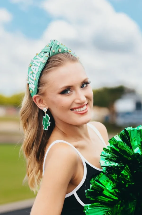 North Texas Adult Size MEAN GREEN Cross Stitch Headband-Brianna Cannon Discount
