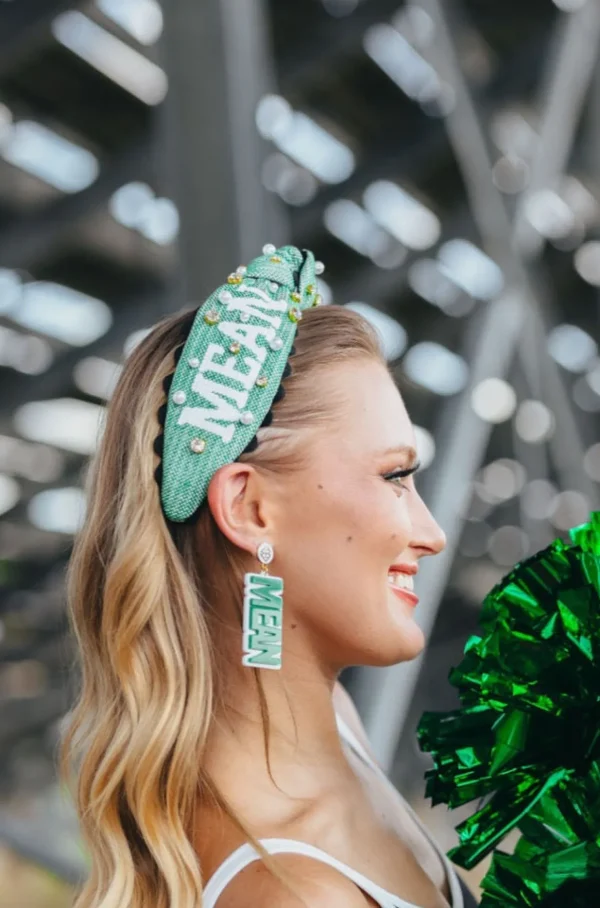 North Texas Adult Size MEAN GREEN Cross Stitch Headband-Brianna Cannon Discount