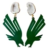 North Texas Green Eagle Logo Earrings with White Geode-Brianna Cannon Online
