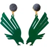 North Texas Green Eagle Logo Earrings with Black Druzy-Brianna Cannon Best