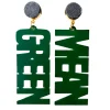 North Texas Green "MEAN GREEN" Earrings with Black Druzy-Brianna Cannon Online
