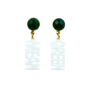 North Texas Mini White MEAN GREEN Earrings-Brianna Cannon Online
