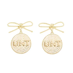 North Texas Pearl Bow Medallion Earrings-Brianna Cannon Clearance