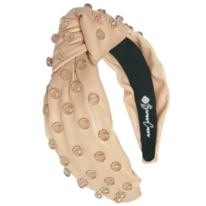 Nude Vegan Leather Headband with Hand-Sewn Glass Beads-Brianna Cannon Sale