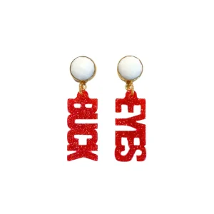 Ohio State Mini Red Glitter BUCK EYES Earrings-Brianna Cannon New