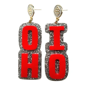 Ohio State Red OHIO Earrings-Brianna Cannon Fashion