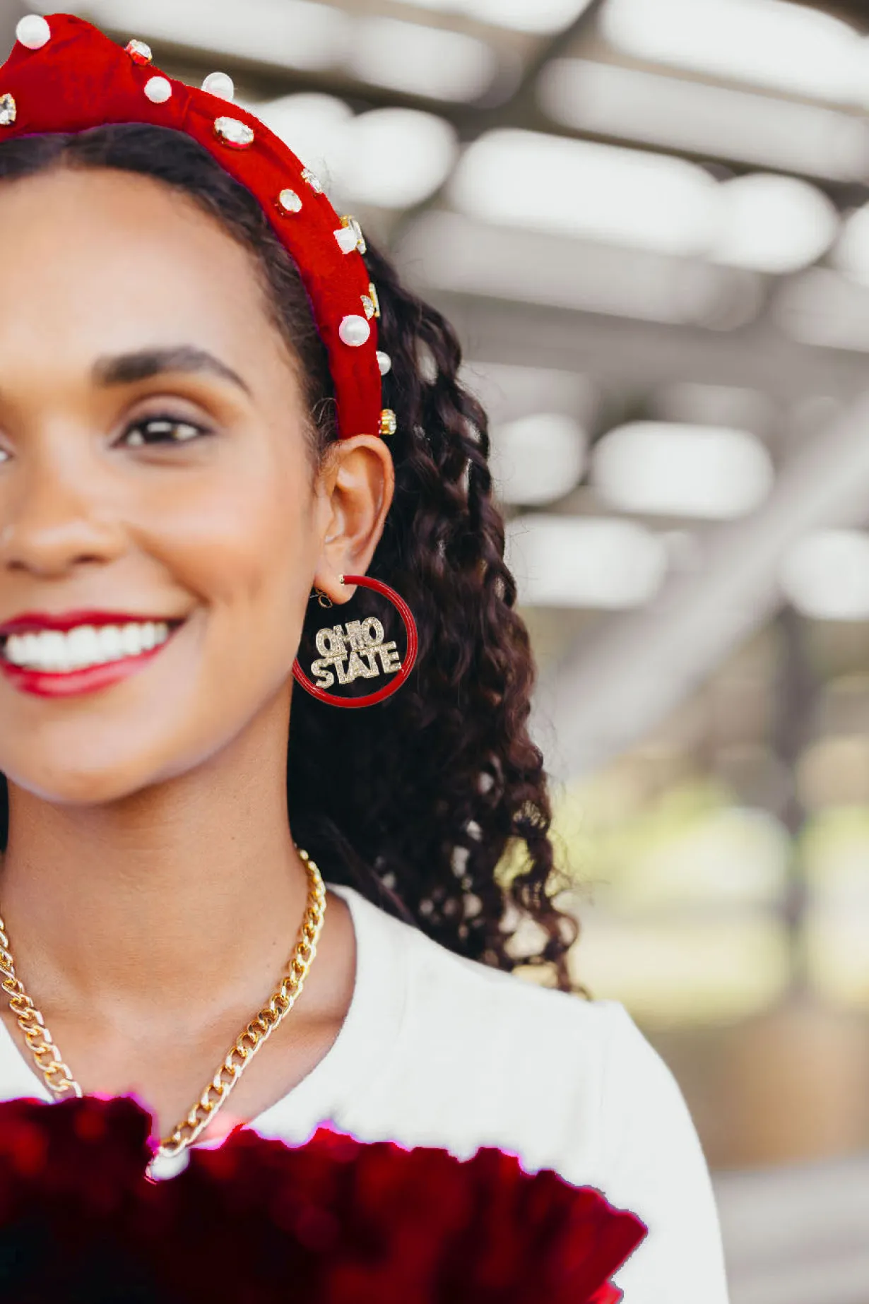 ohio_state_scarlet_pav_ho_1.webp Ohio State Scarlet Pavé Hoop Earrings-Brianna Cannon Outlet