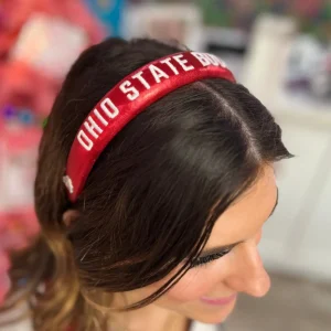 Ohio State Scarlet Thin Embroidered Headband-Brianna Cannon Sale